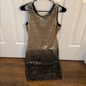 Black and gold Ombré sequin dress